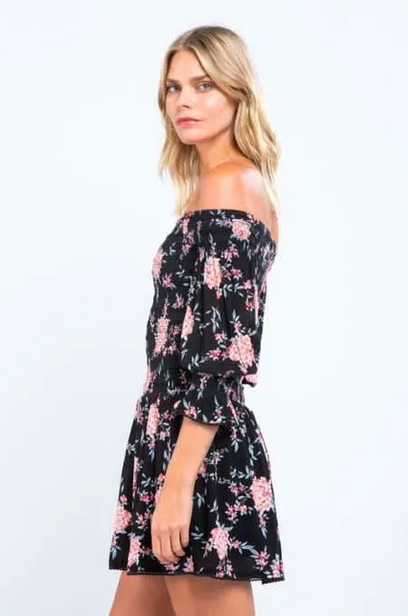 Christina Pink and Black Floral Print Mini Dress sold by Boho Pink product image thumbnail 3