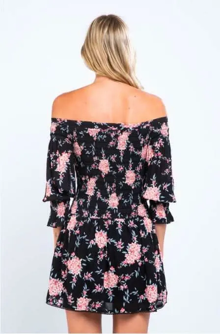 Christina Pink and Black Floral Print Mini Dress sold by Boho Pink product image thumbnail 4