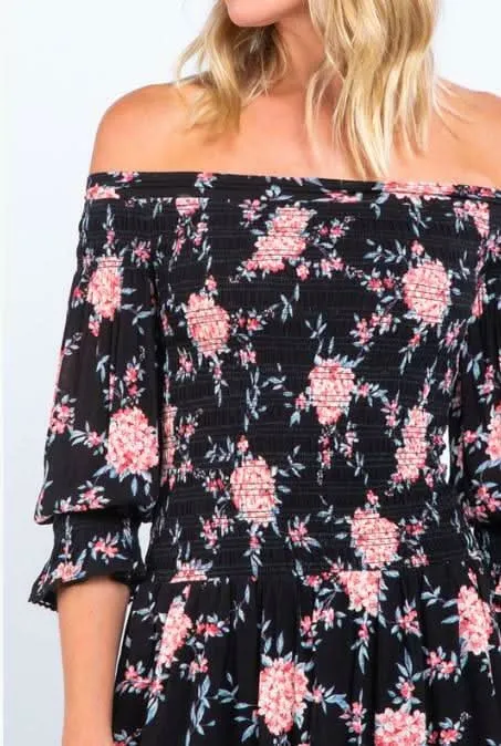 Christina Pink and Black Floral Print Mini Dress sold by Boho Pink product image thumbnail 5