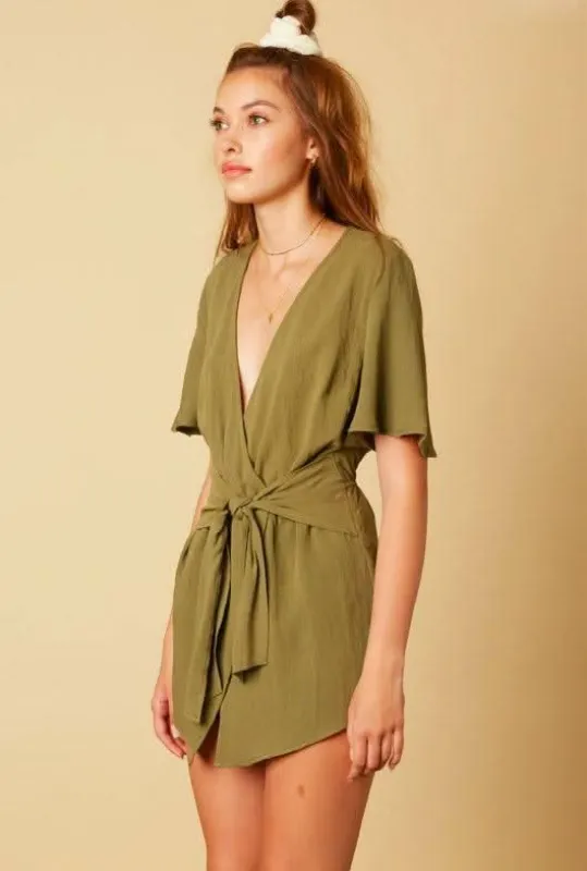 Falling For You Olive Romper sold by Boho Pink