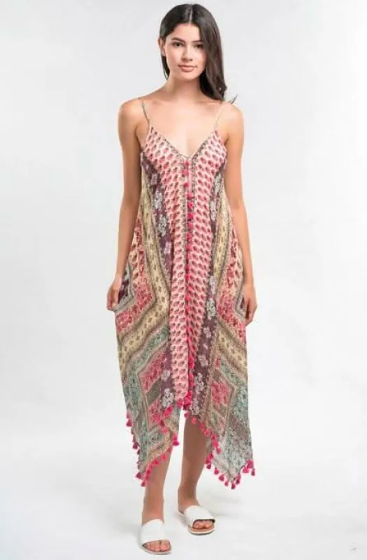 Sun Kissed Pink Paisley Print Maxi Dress sold by Boho Pink
