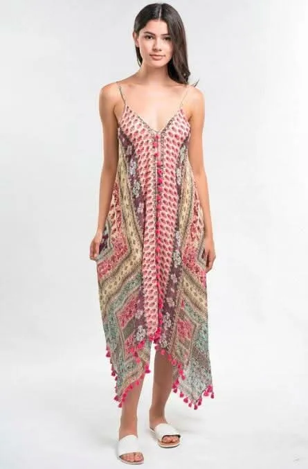 Sun Kissed Pink Paisley Print Maxi Dress sold by Boho Pink