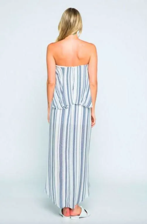 The Little Venice Blue and White Strapless Maxi Dress sold by Boho Pink product image thumbnail 4