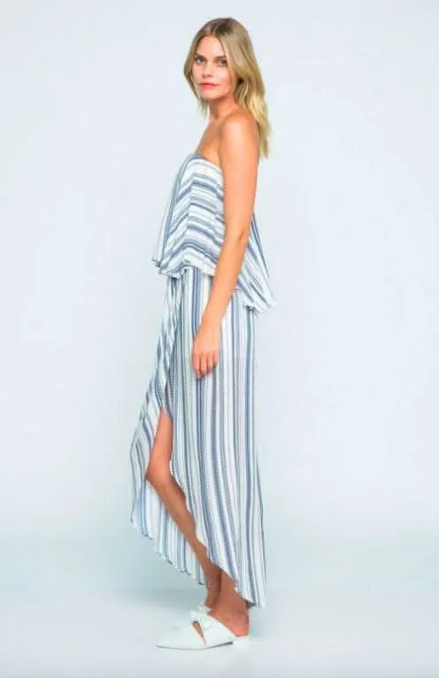 The Little Venice Blue and White Strapless Maxi Dress sold by Boho Pink product image thumbnail 3