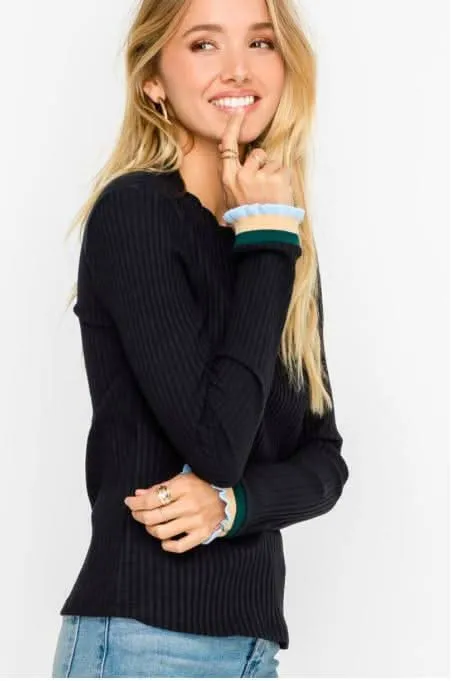 Lola Black Ribbed Long Sleeve Top sold by Boho Pink product image thumbnail 3
