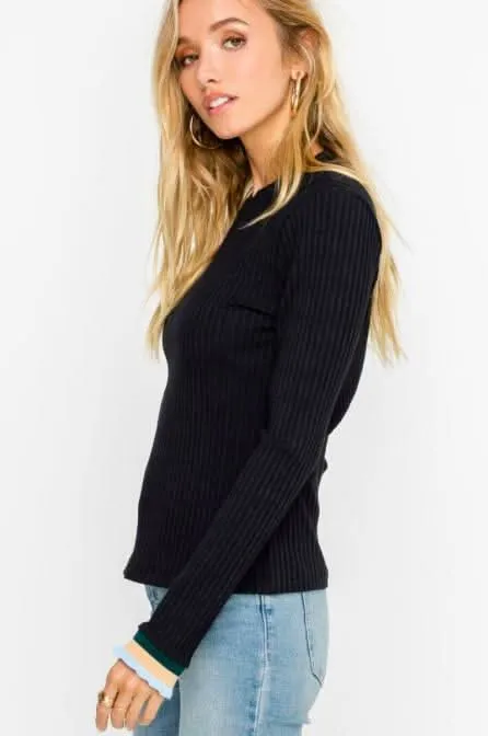 Lola Black Ribbed Long Sleeve Top sold by Boho Pink product image thumbnail 4