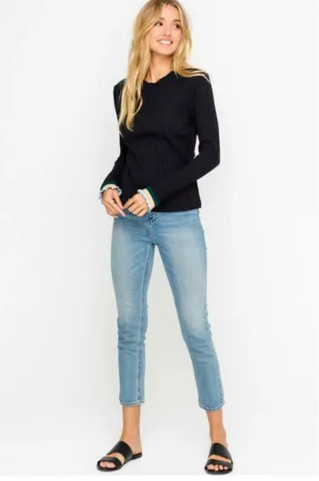 Lola Black Ribbed Long Sleeve Top sold by Boho Pink product image thumbnail 2