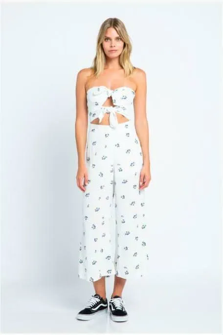 London Garden White Floral Print Double Tie-Front Jumpsuit sold by Boho Pink product image thumbnail 4