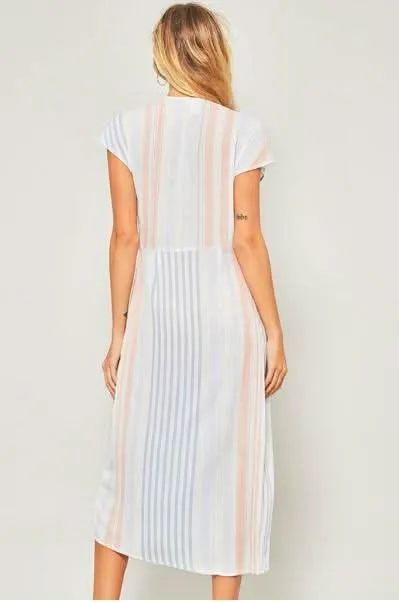 By The Sea Blue Striped Knotted Midi Dress sold by Boho Pink product image thumbnail 4