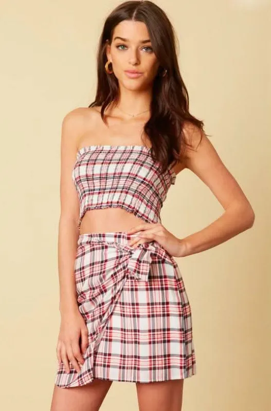 Tatum Red Plaid Two-Piece Mini Dress sold by Boho Pink