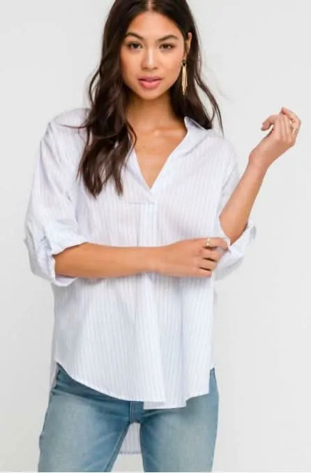 Ocean Breeze White and Blue Striped Top sold by Boho Pink product image thumbnail 5