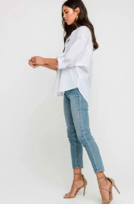 Ocean Breeze White and Blue Striped Top sold by Boho Pink product image thumbnail 2