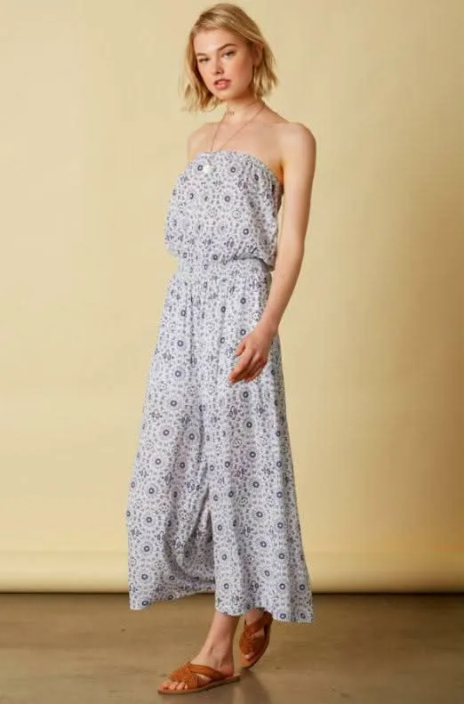 Talula Medallion Print Strapless Culotte Jumpsuit sold by Boho Pink product image thumbnail 4