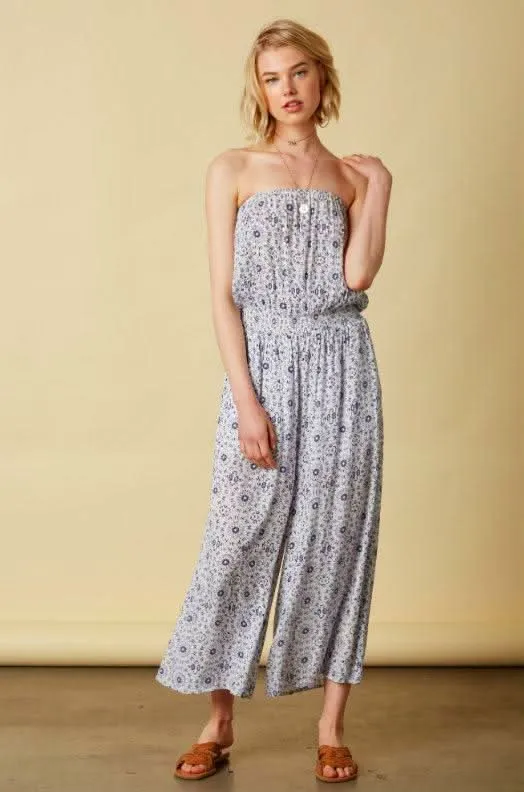 Talula Medallion Print Strapless Culotte Jumpsuit sold by Boho Pink