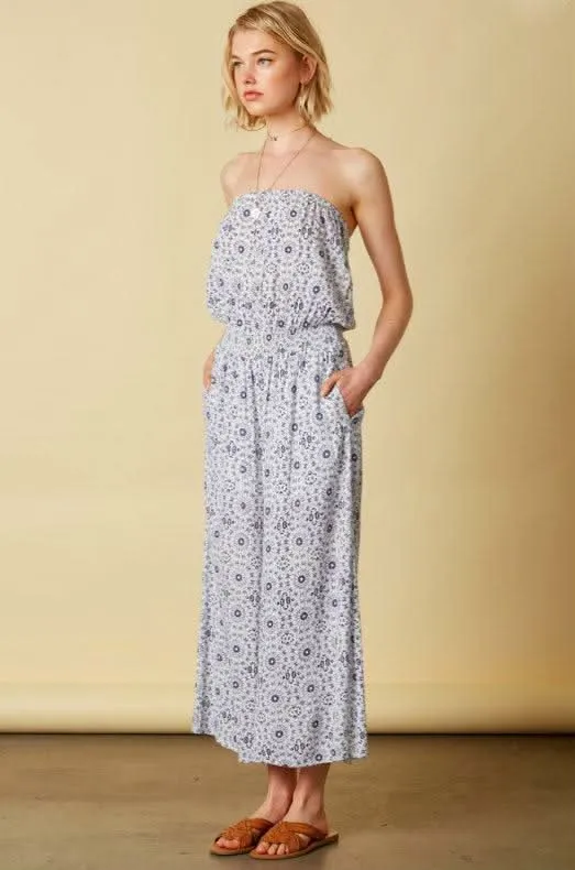 Talula Medallion Print Strapless Culotte Jumpsuit sold by Boho Pink product image thumbnail 2