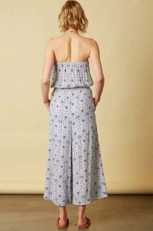 Talula Medallion Print Strapless Culotte Jumpsuit sold by Boho Pink product image thumbnail 3