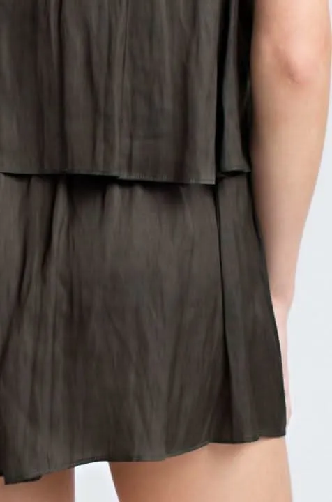 Gaea Olive Green Satin Strapless Romper sold by Boho Pink product image thumbnail 2