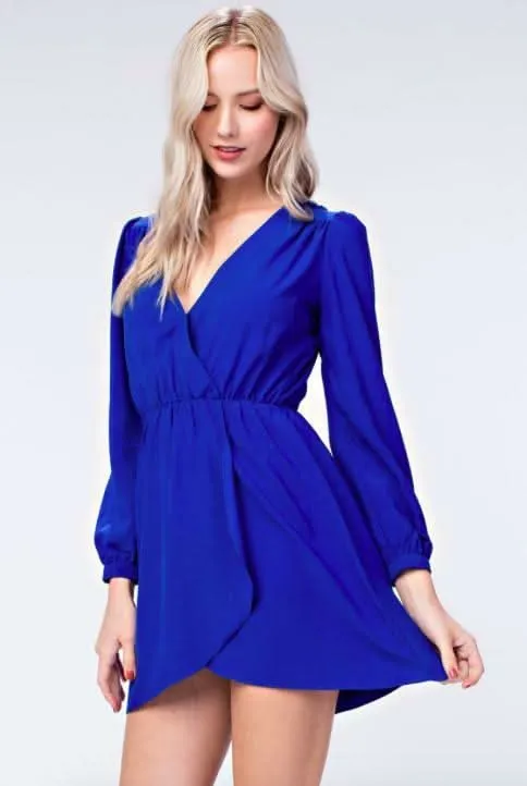 Hannah Royal Blue Long Sleeve Wrap Dress sold by Boho Pink product image thumbnail 5