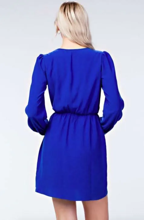 Hannah Royal Blue Long Sleeve Wrap Dress sold by Boho Pink product image thumbnail 3