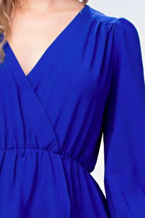 Hannah Royal Blue Long Sleeve Wrap Dress sold by Boho Pink product image thumbnail 4
