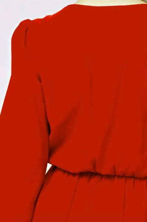 Hannah Cranberry Red Long Sleeve Wrap Dress sold by Boho Pink product image thumbnail 3