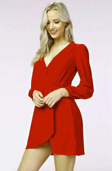 Hannah Cranberry Red Long Sleeve Wrap Dress sold by Boho Pink product image thumbnail 4