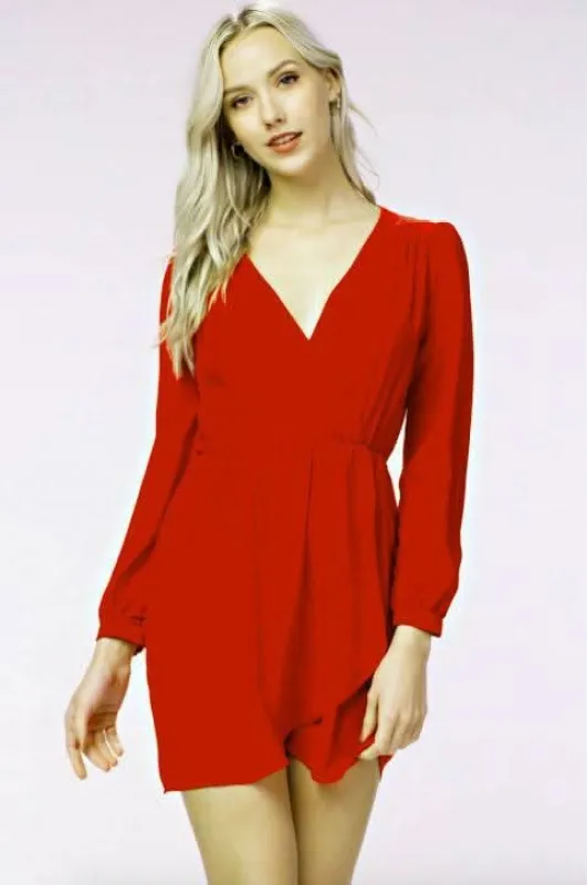 Hannah Cranberry Red Long Sleeve Wrap Dress sold by Boho Pink