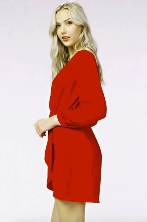 Hannah Cranberry Red Long Sleeve Wrap Dress sold by Boho Pink product image thumbnail 2