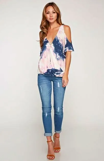 Dream On Pink & Blue Tie-Dye Top sold by Boho Pink product image thumbnail 5