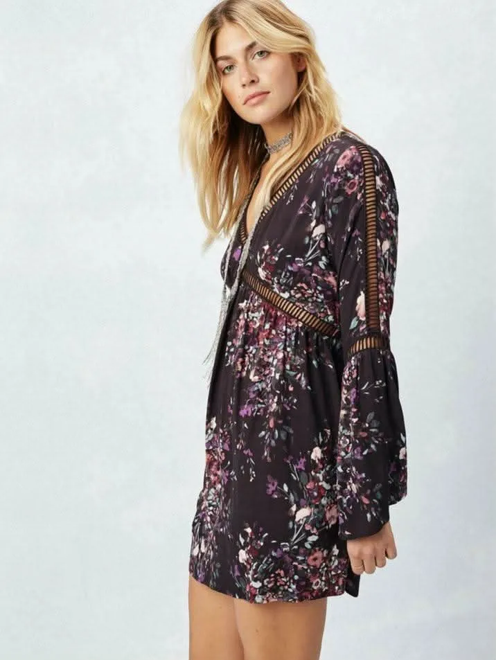 Getting To Know You Plum Floral Print Shift Dress sold by Boho Pink