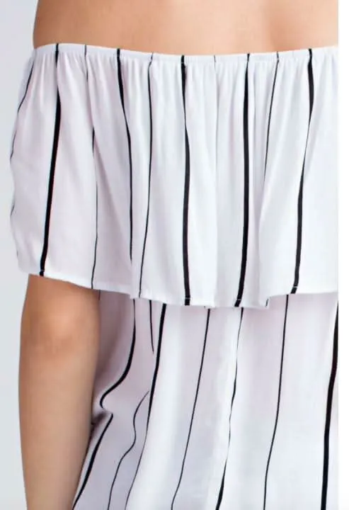 Fira Off-the-Shoulder Striped White Top sold by Boho Pink product image thumbnail 4