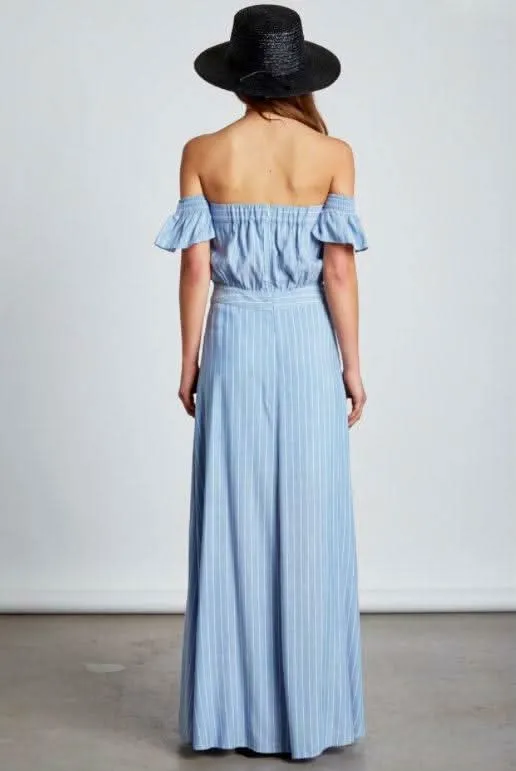 Malibu Chambray Blue Stripe Maxi Dress sold by Boho Pink product image thumbnail 4