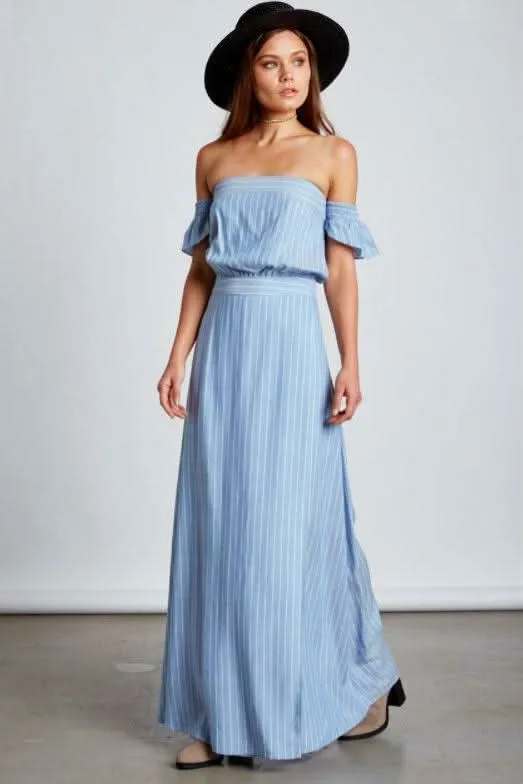 Malibu Chambray Blue Stripe Maxi Dress sold by Boho Pink product image thumbnail 3