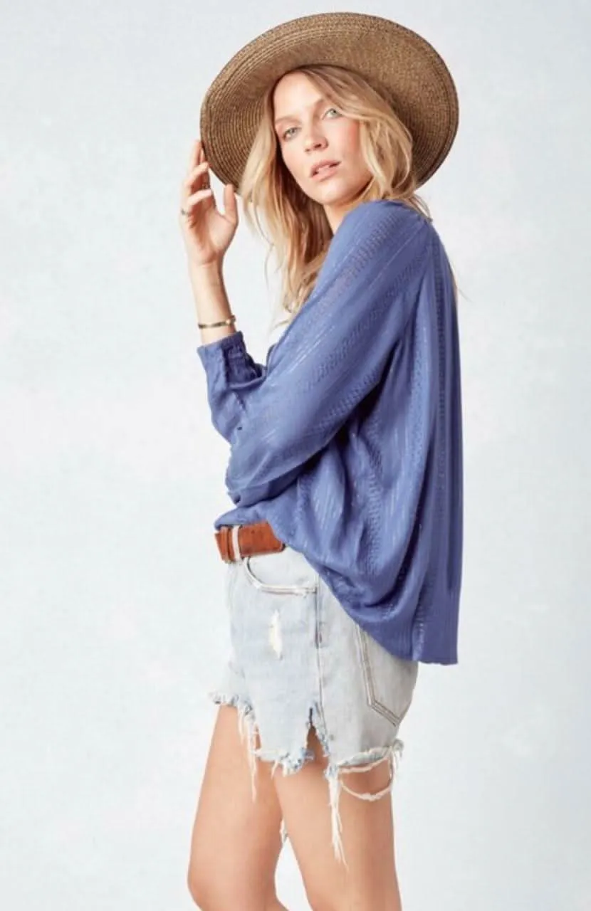 Nevada Slate Blue Lurex Striped Top sold by Boho Pink product image thumbnail 4