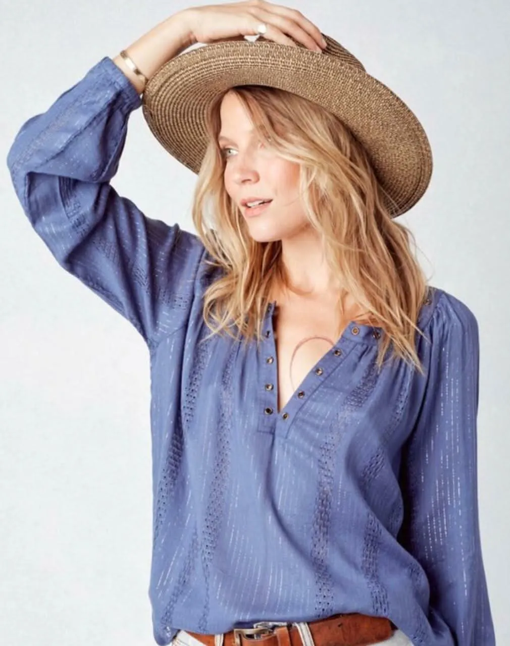 Nevada Slate Blue Lurex Striped Top sold by Boho Pink product image thumbnail 5