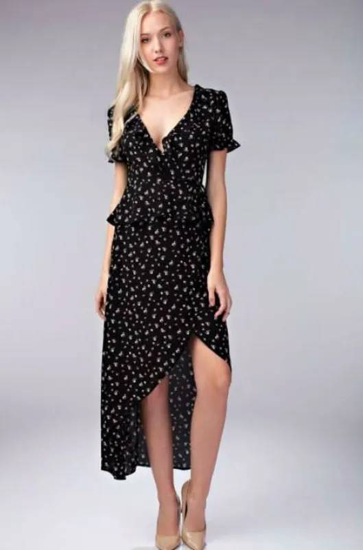 Becca Black Floral Two-Piece Midi Dress sold by Boho Pink