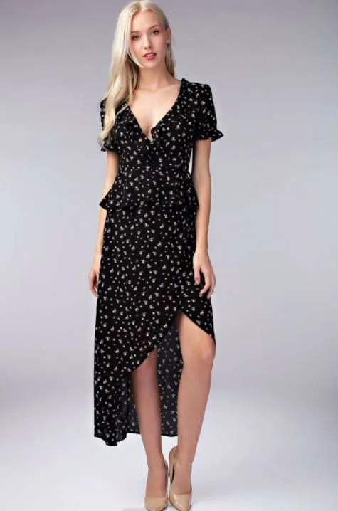 Becca Black Floral Two-Piece Midi Dress sold by Boho Pink