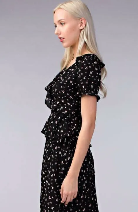 Becca Black Floral Two-Piece Midi Dress sold by Boho Pink product image thumbnail 3