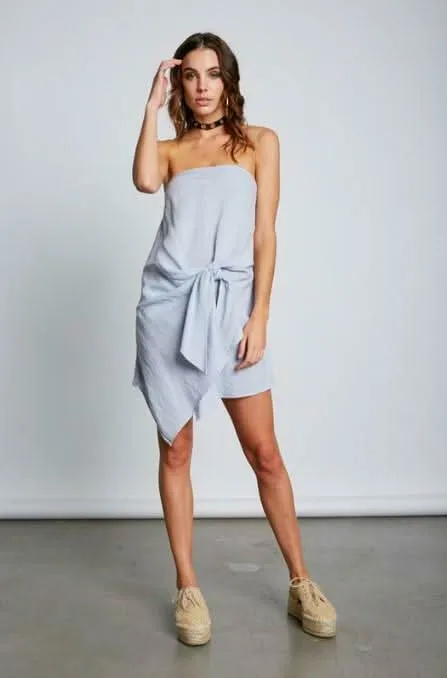 Ciara Chambray Strapless Coverup Dress sold by Boho Pink