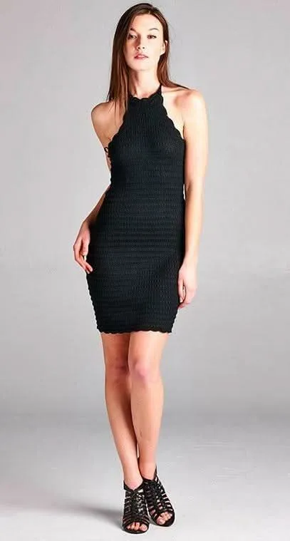 Wanderous Black Crochet Halter Dress sold by Boho Pink product image thumbnail 5