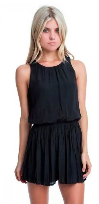 Restless Rock Black Sleeveless Romper sold by Boho Pink