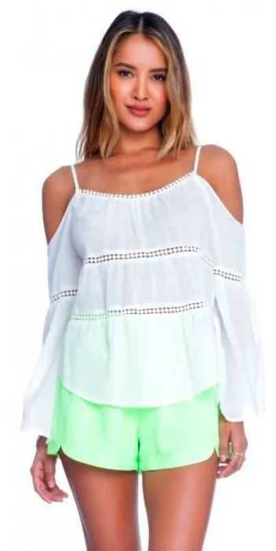 Lush Follow The Leader Off White Cold-Shoulder Top made by Boho Pink