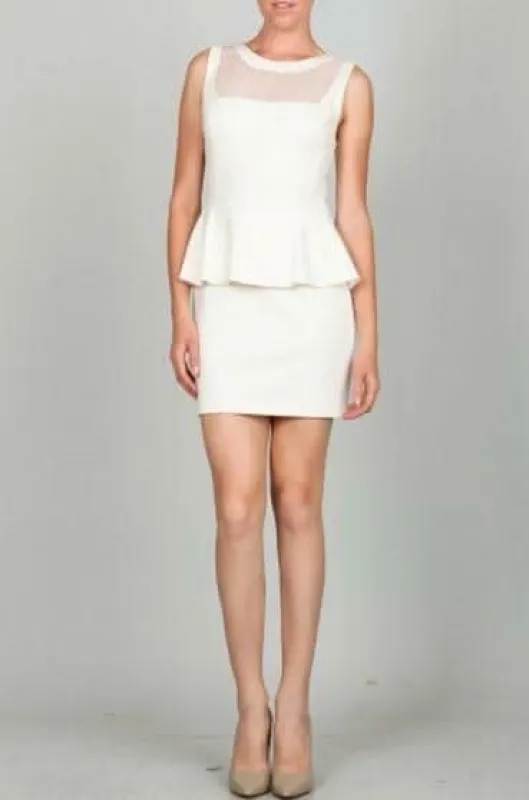 Eva White Peplum Mini Dress sold by Boho Pink