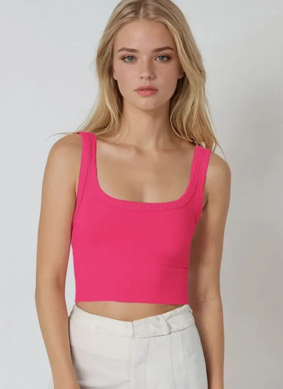 NIKIBIKI Fuchsia Cropped Chevron Tank sold by Boho Pink