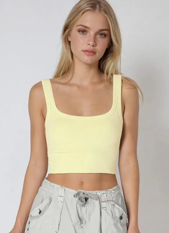 NIKIBIKI Yellow Cropped Chevron Tank sold by Boho Pink