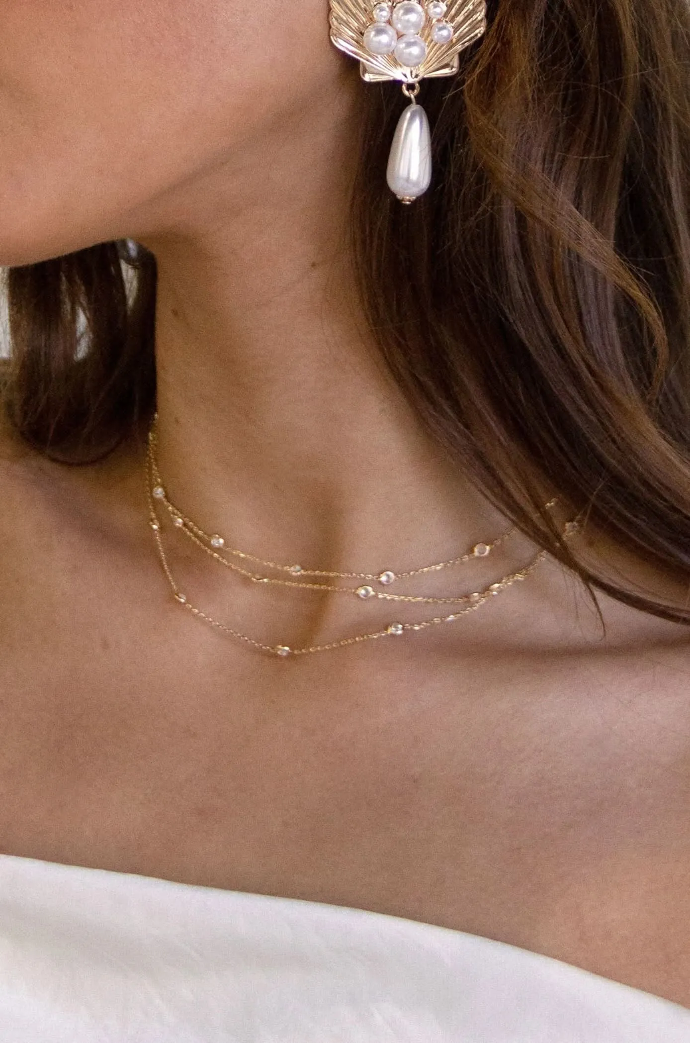 Ettika Perfect Crystal Dotted 18K Gold Plated Layered Necklace sold by Boho Pink