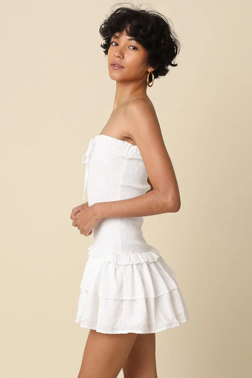Aimee White Eyelet Strapless Mini Dress sold by Boho Pink product image thumbnail 2