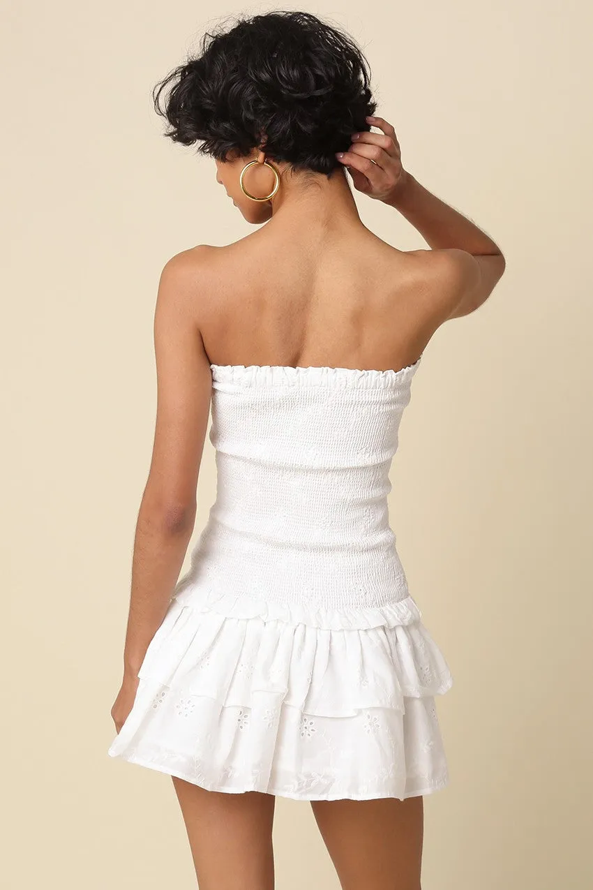 Aimee White Eyelet Strapless Mini Dress sold by Boho Pink product image thumbnail 3