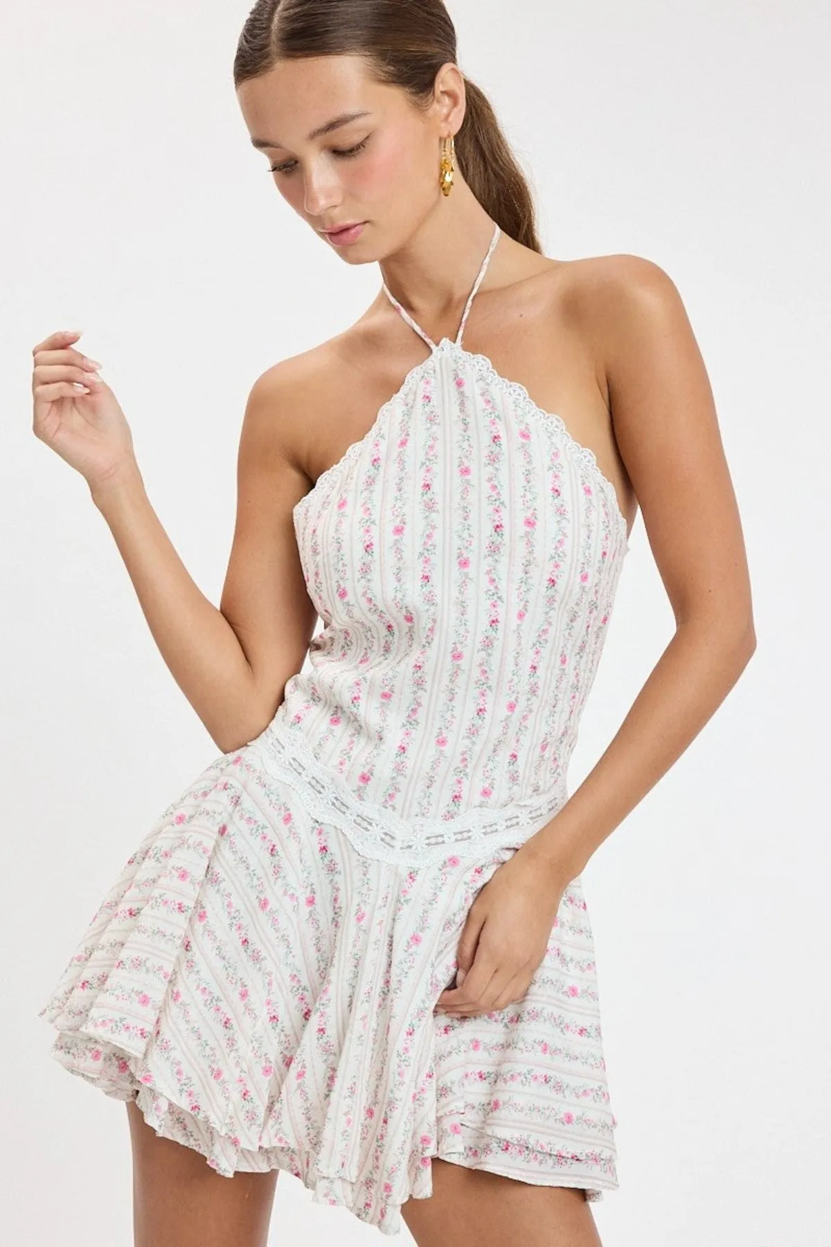 Naya Pink Floral Halter Mini Dress sold by Boho Pink product image thumbnail 2
