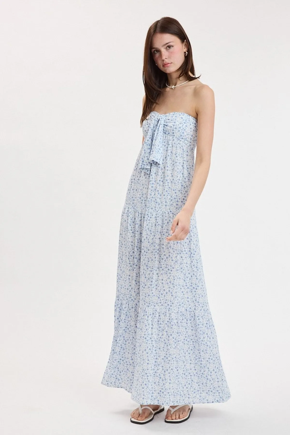 Selene Blue Ditsy Floral Strapless Maxi Dress sold by Boho Pink product image thumbnail 2